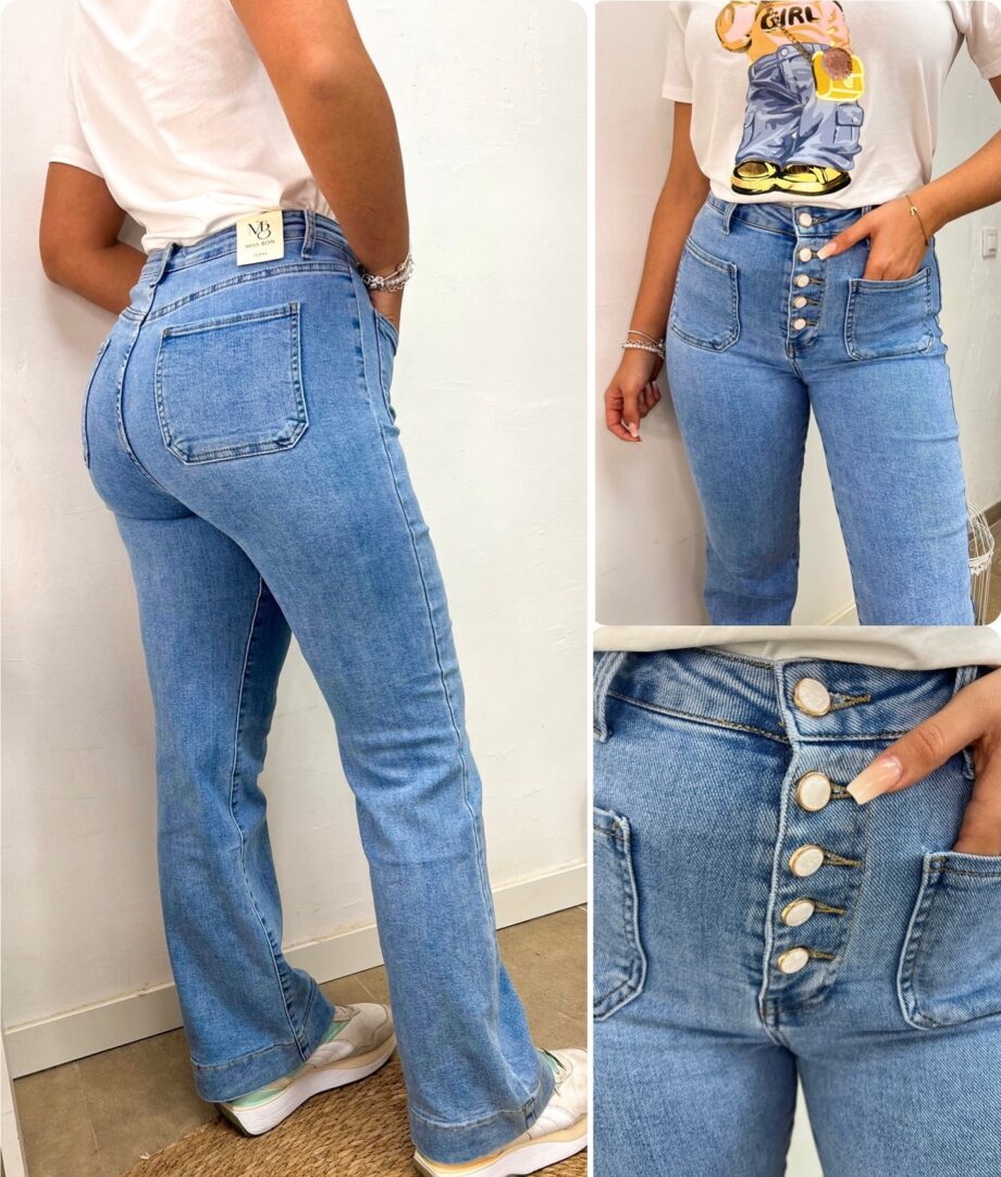 Jeans Botones Nacar