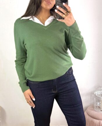 Suéter Falsa Camisa