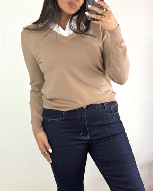 Suéter Falsa Camisa