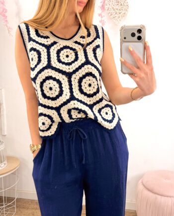 Jersey Crochet Tono Azul