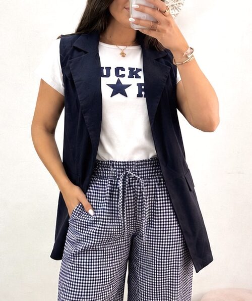 Chaleco Lino Azul Marino