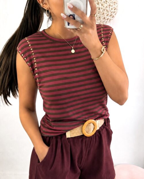 Camiseta Burdeos/chocolate