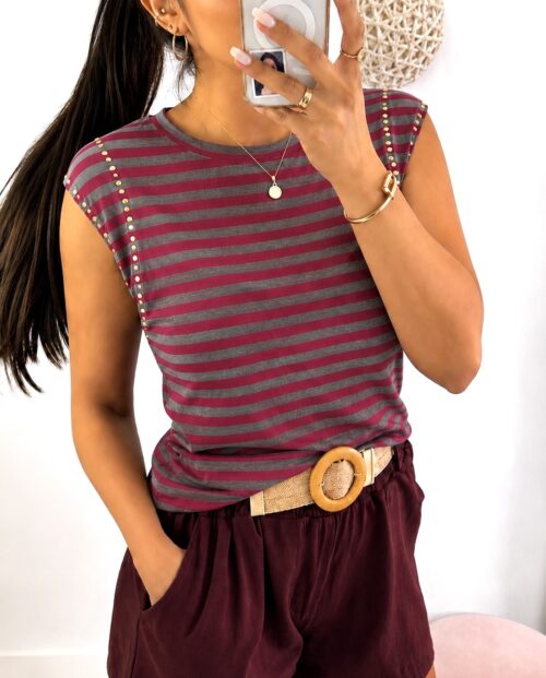 Camiseta Burdeos/Gris