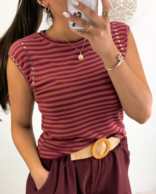 Camiseta Burdeos/coral
