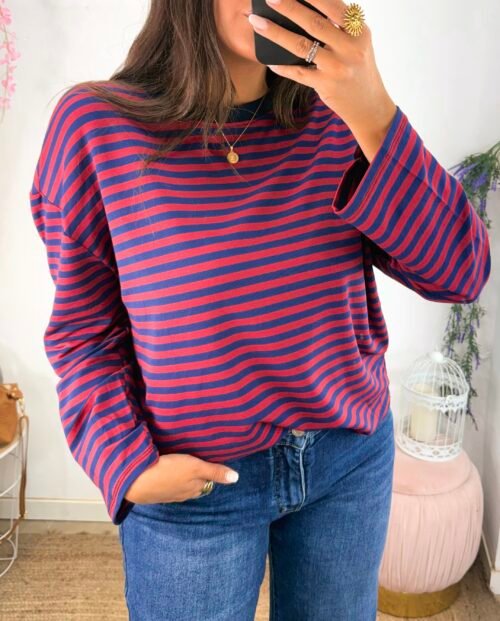 Camiseta Rayas Azul/Burdeos