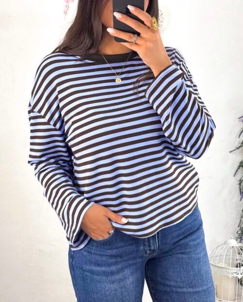 Camiseta Rayas Azul/Chocolate